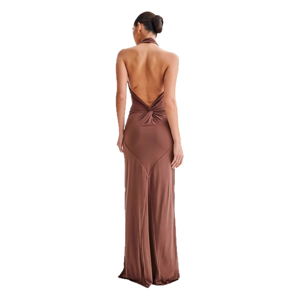 Women's Fashion Sexy Sleeveless Slim Waist Halter Dress