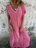 Women's Spring Fashion Cotton Linen Collar Dress