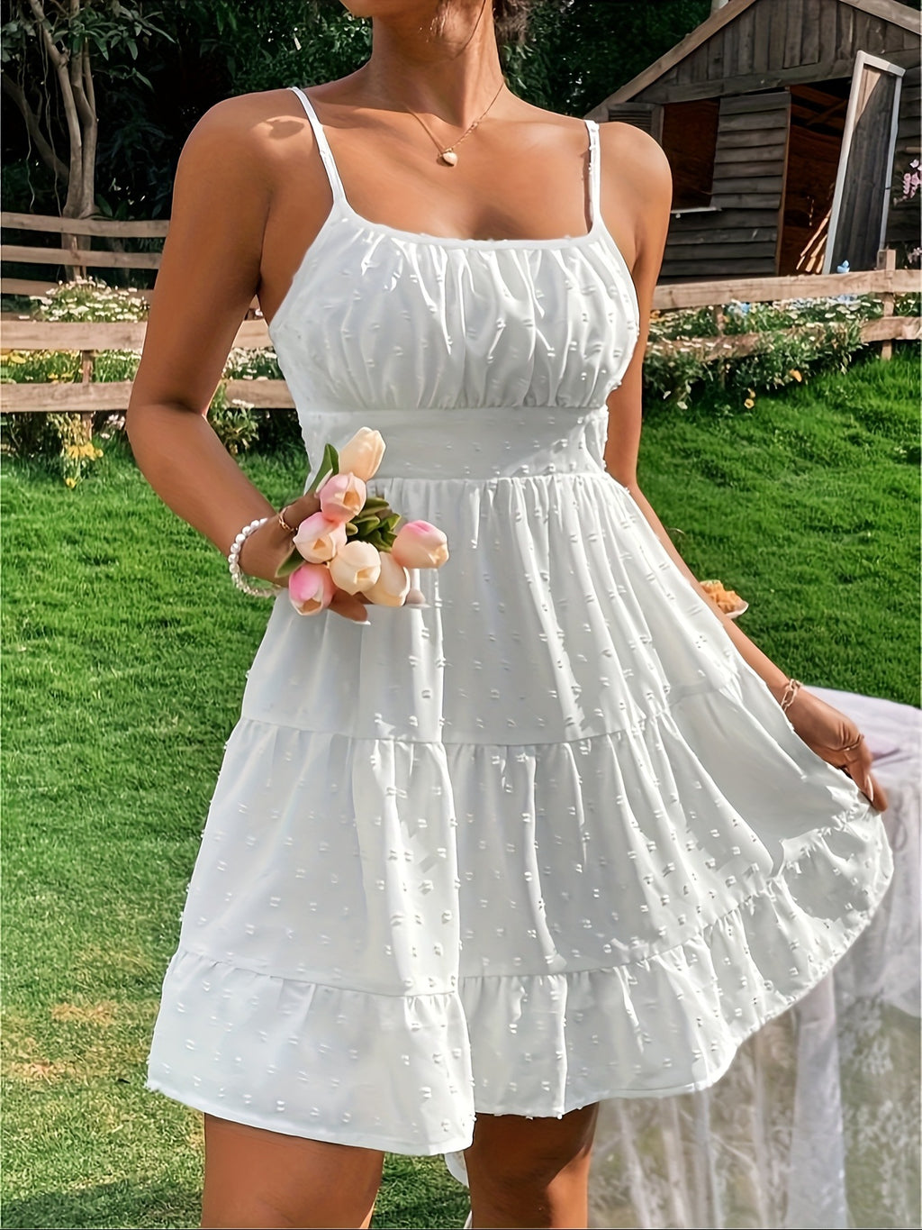Pretty Charry Round Dot Polka Brace Dress
