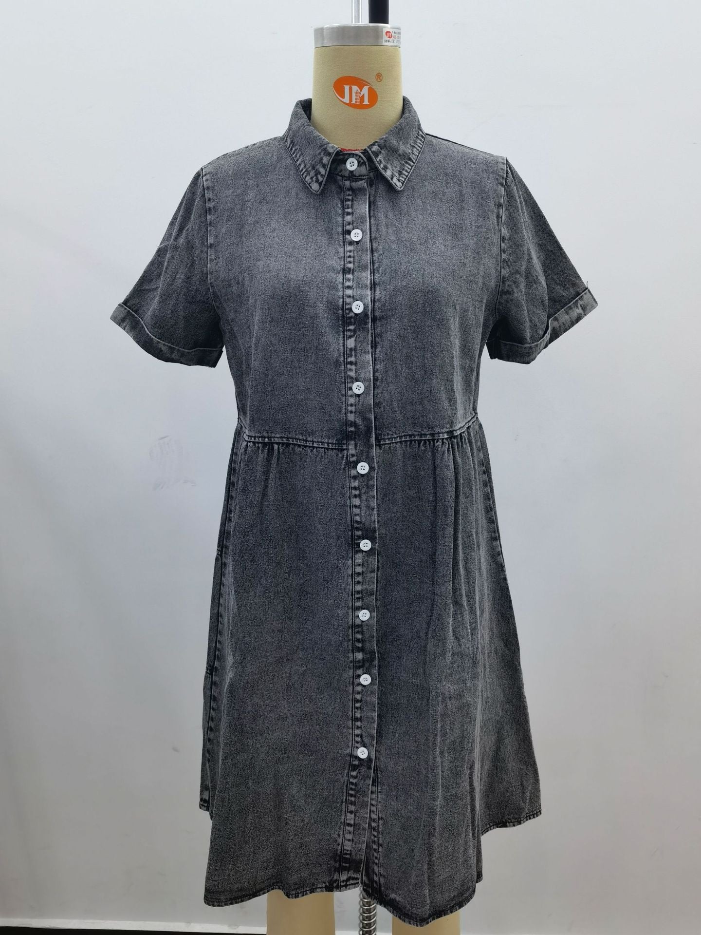 Trendy Women's Summer Denim Short-sleeved Midi Dress