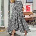 Women's Plaid Mermaid Ruffled Irregular Hem High Waist Casual Umbrella Skirts