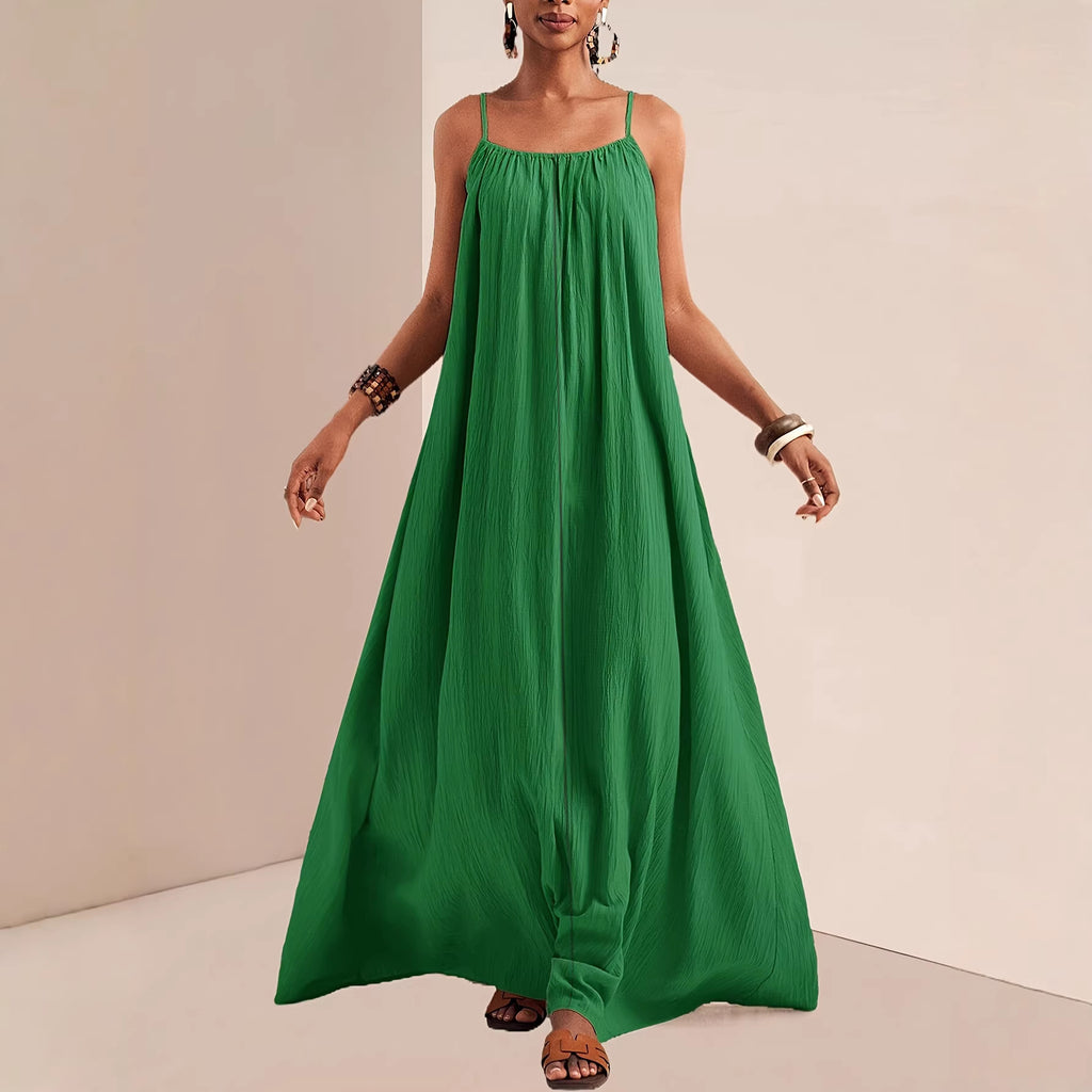Summer Fashion Elegant Solid Color Sling Large Dress