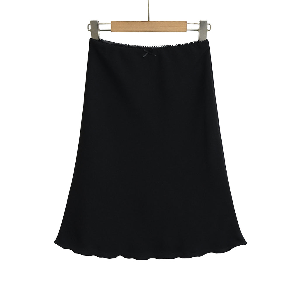 Early Spring Bow Decoration Check Hip Skirt