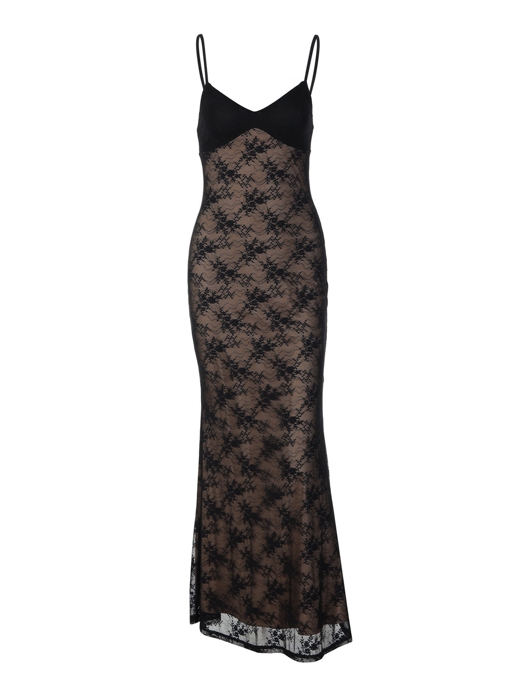 Women's Fashion Backless Lace Stitching Sexy Solid Dress