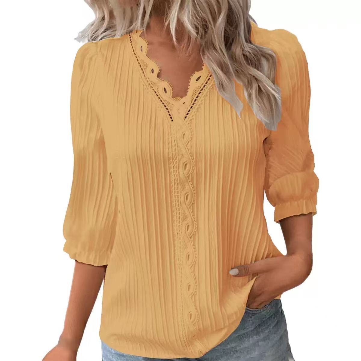 Women's Holiday Fashion Hollow Half-sleeved Shirt Blouse