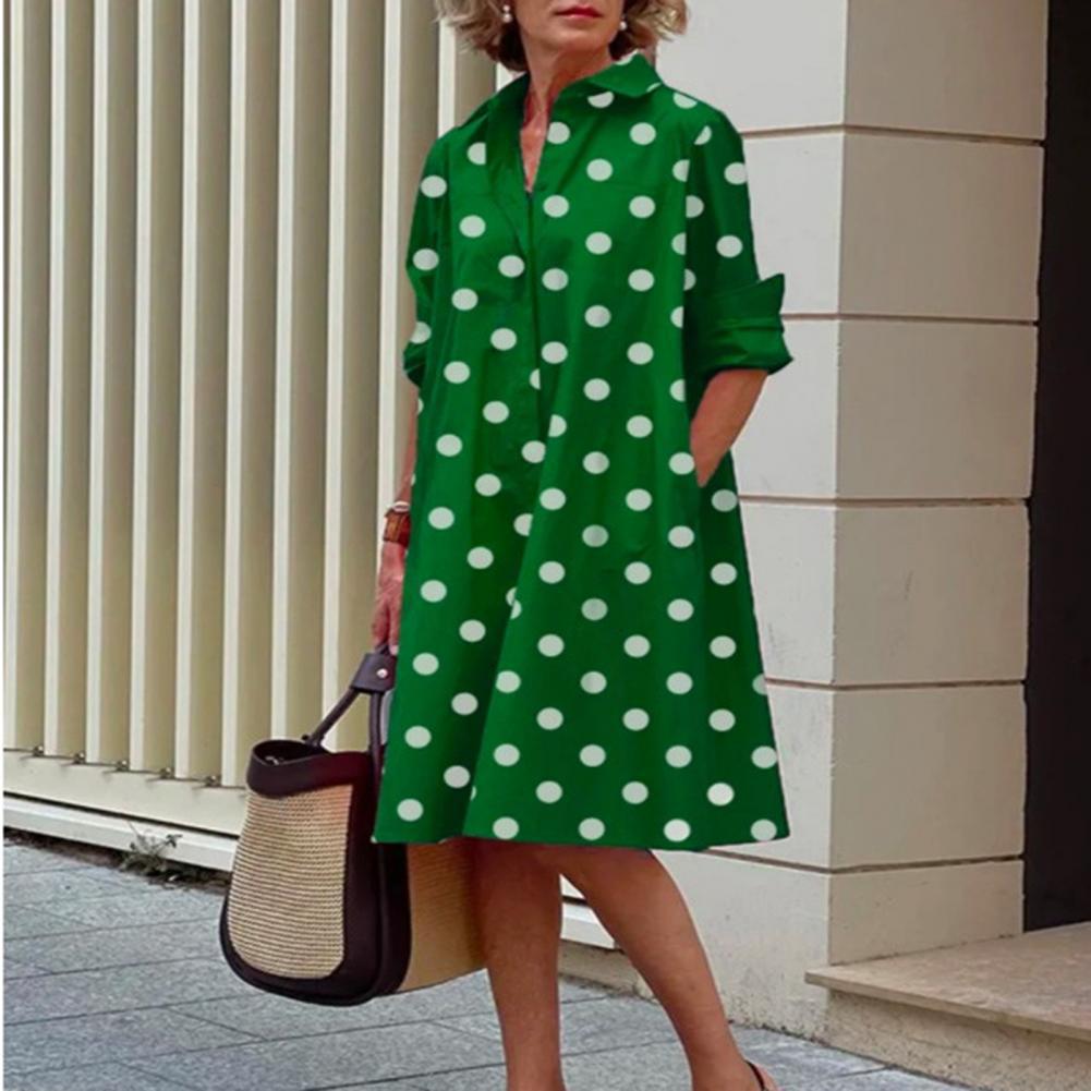 Elegant Polka Dot Collar Long Sleeve Blouse