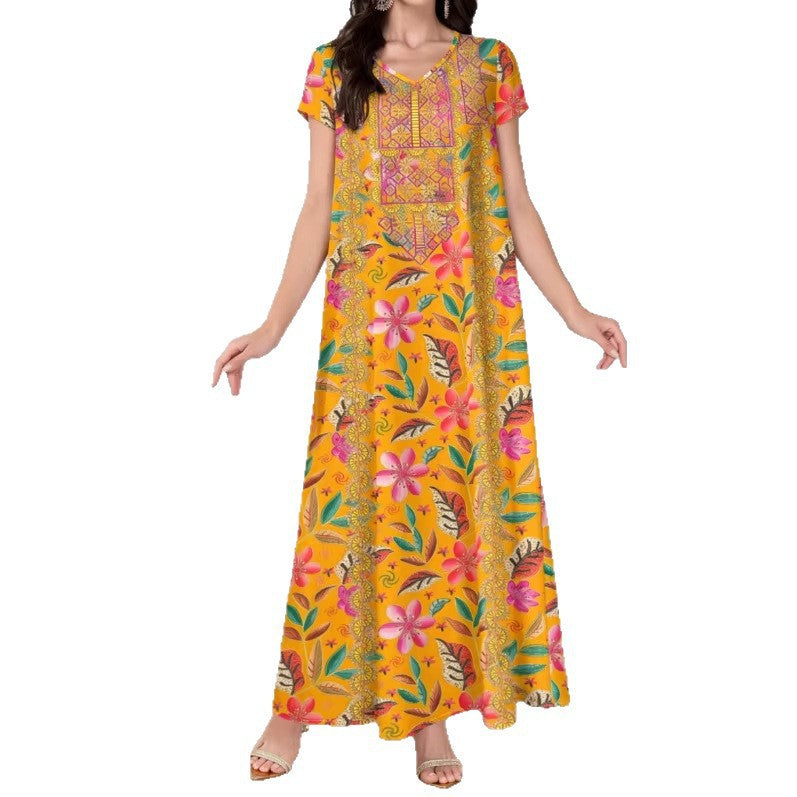 Women's Summer Fashion Casual Sleeve Printed Pocket Clothing