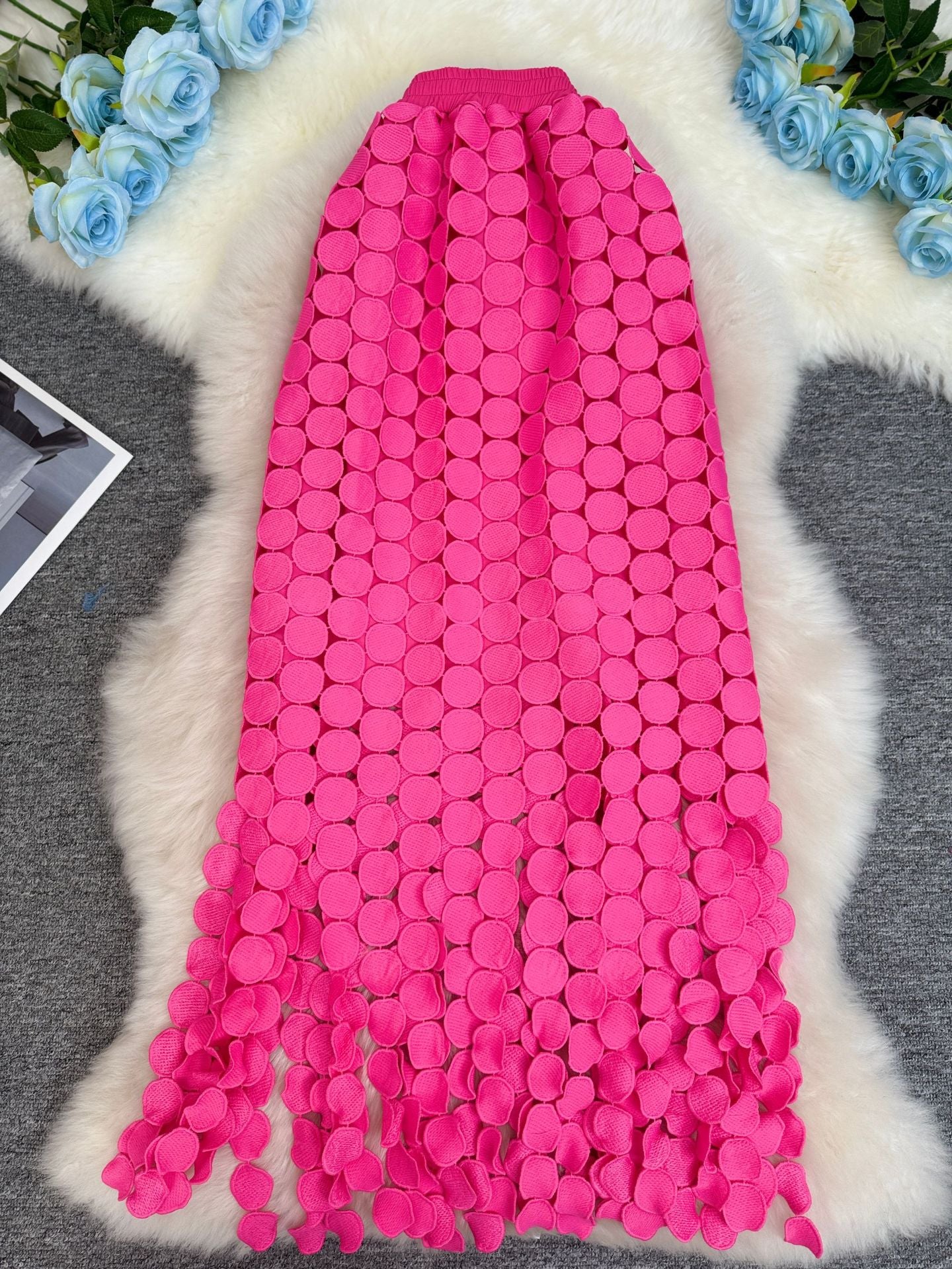Hollow Dot Tassel Straight Design Sense Sheath Long Skirt