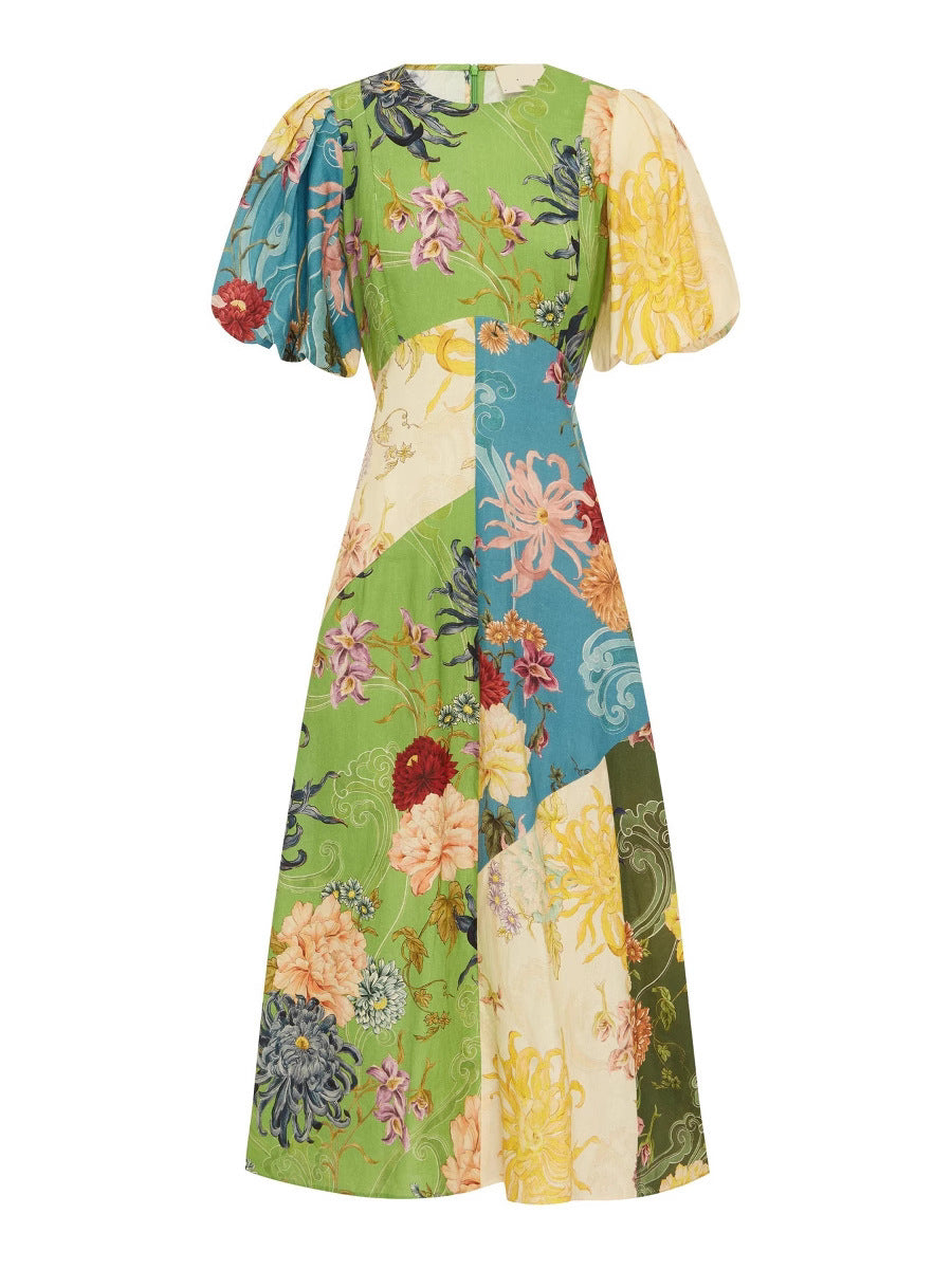 Personalized Iti Lantern Sleeve Casual Fashion Round Neck Dress