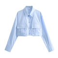 Women's Self-made Fashion Elegant Pocket Decorative Shirt Shorts