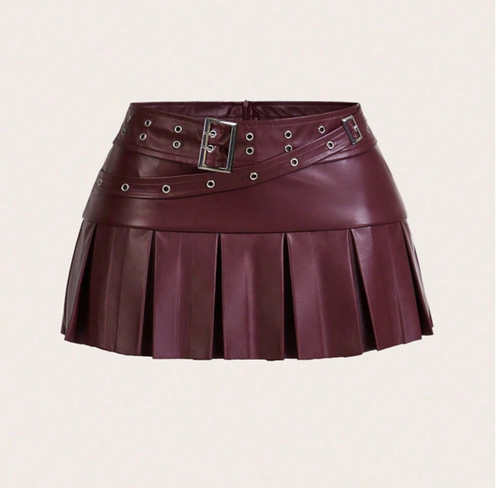 Pleated Slimming Mini Hot Leather Nightclub Skirts