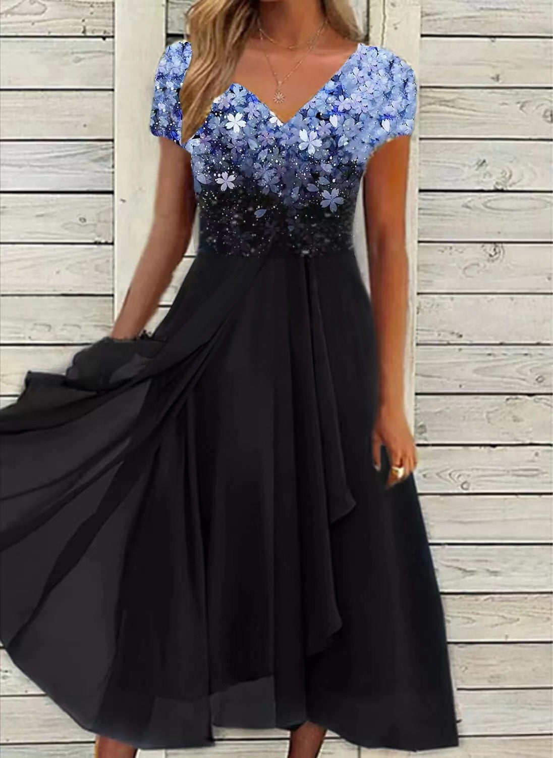 Women's Summer Fashion Urban Casual Patchwork Chiffon Dress