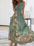 Women's Summer High Waist Sleeveless Printed Sexy Dress