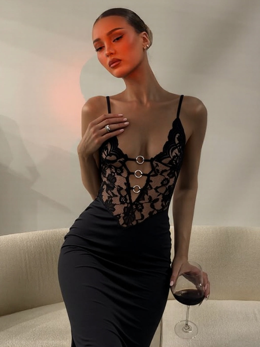 Chest Wrap Stitching Steel Ring Decoration Sheath Pure Dress