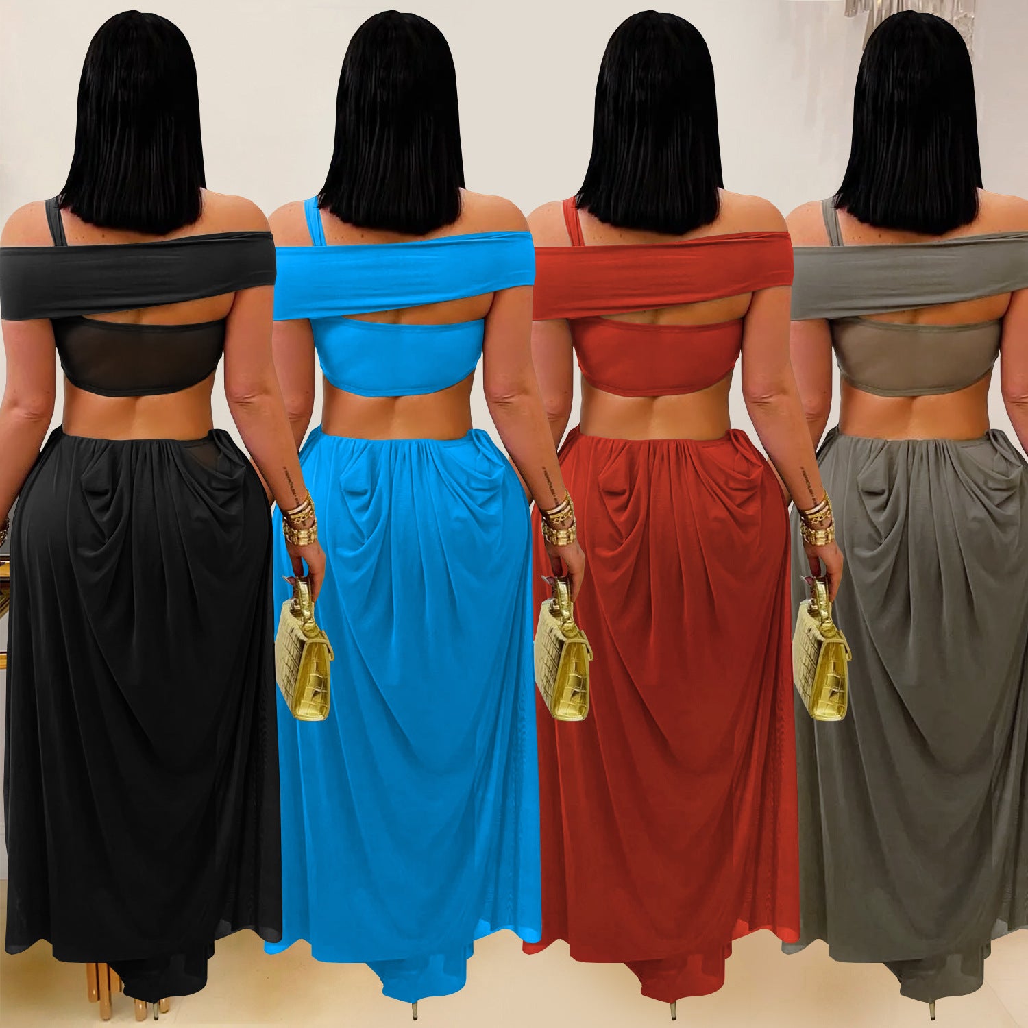 Women's Fashion Wear Sexy Bandeau Mesh Dress