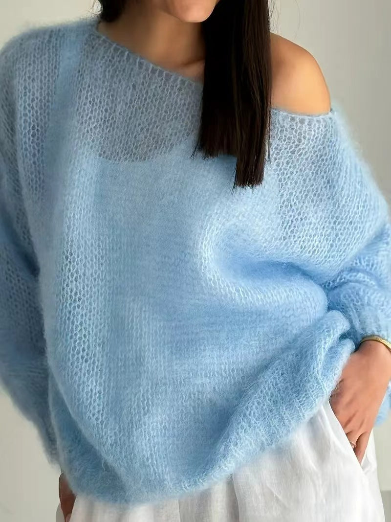 Leisure Versatile Gentle Thin Hollow Breathable Blouses