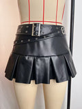 Pleated Slimming Mini Hot Leather Nightclub Skirts