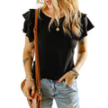 Women's Casual Style Solid Color Layered Frill Short-sleeved Women's T-shirt