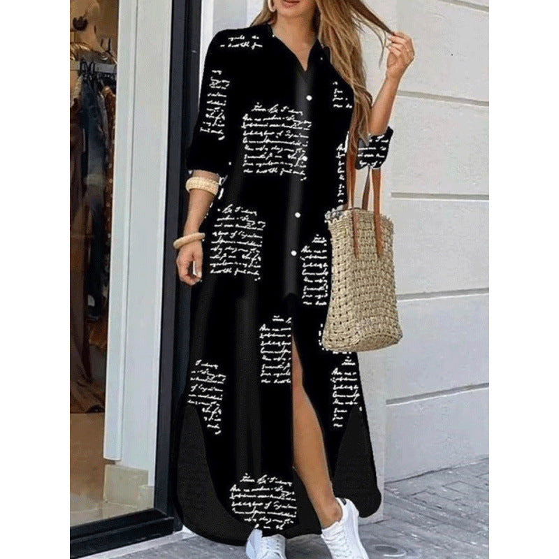 Creative Women's Fashion Sexy Print Shirtdress Dress