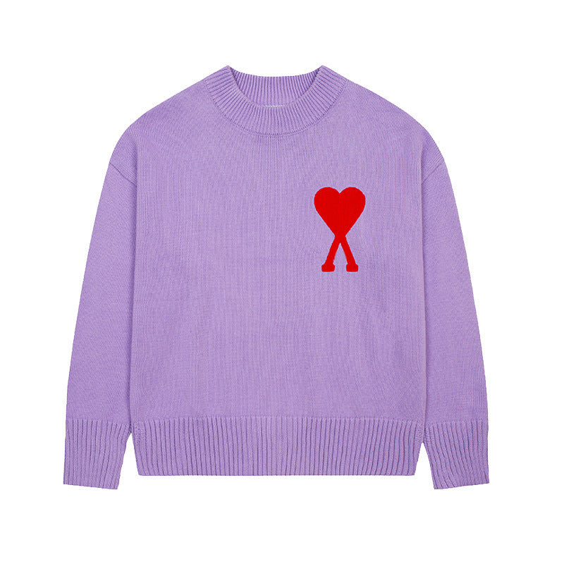 Round Neck Small Love Fashion Female Couple Loose Long Women's Sweater