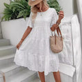 Fashion Solid Color Cotton Cloth Embroidery Dress