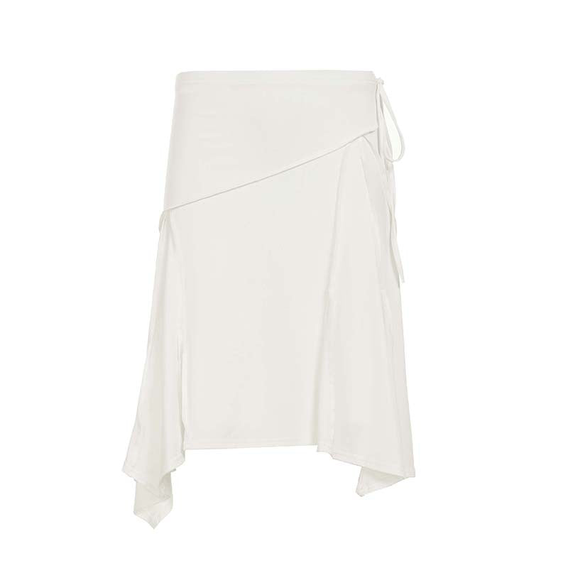 Style Mature Elegant Irregular Fashionable White Simple Skirt