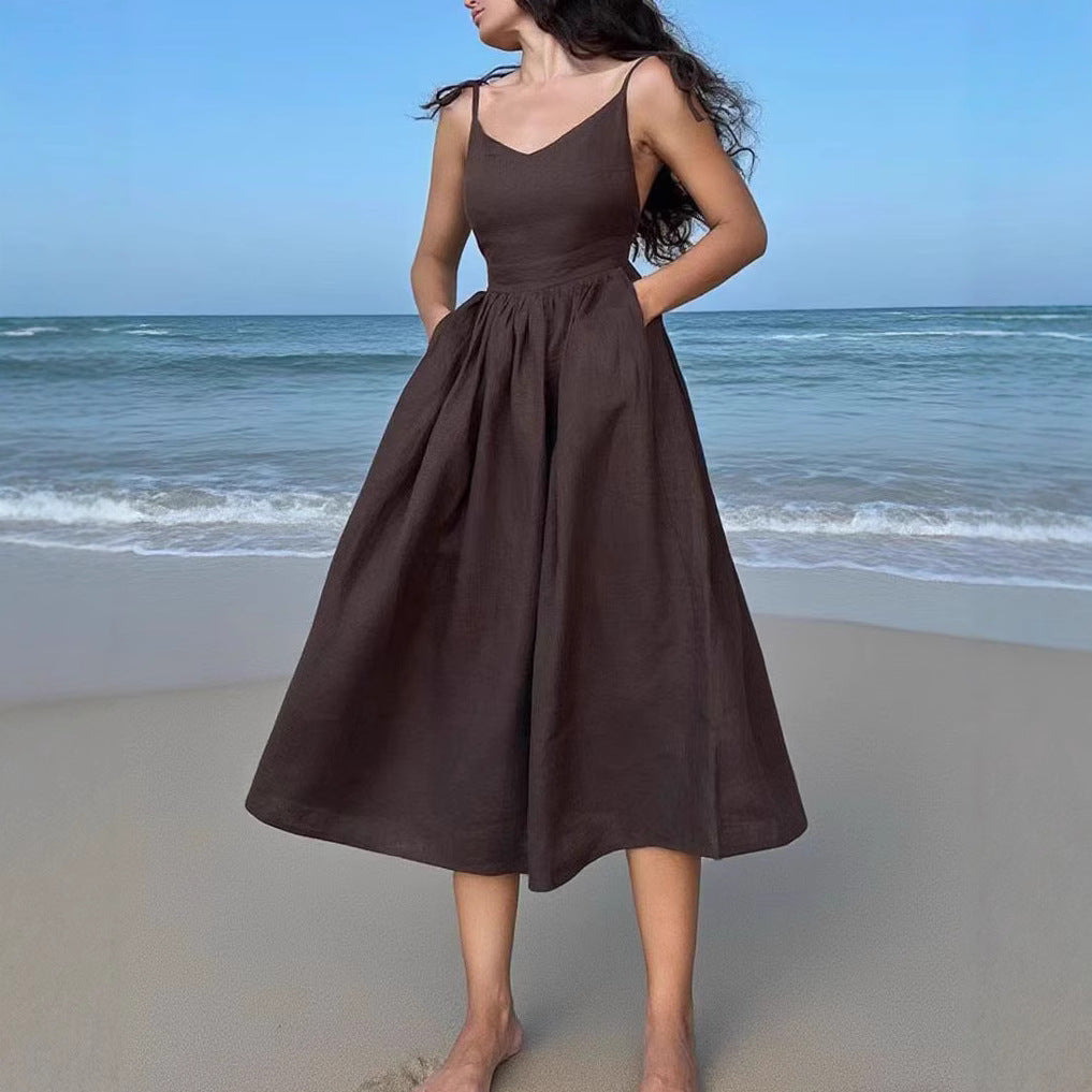Women's Backless Elegant French Sexy High Waist Fashion Dress