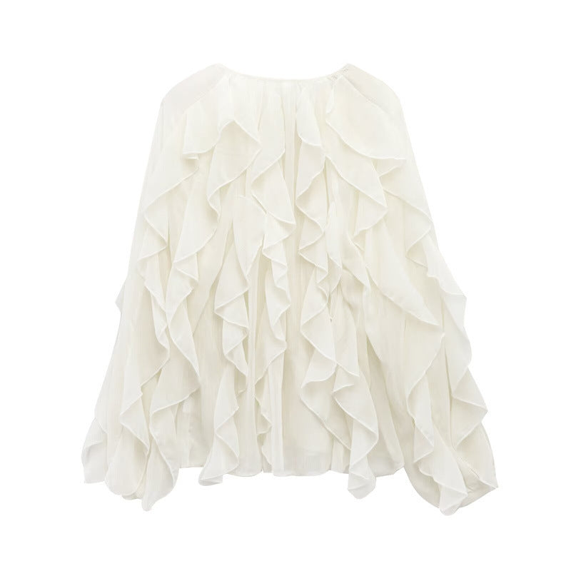 Z Spring Long Fashion Loose Design Niche Laminated Decoration Blouse