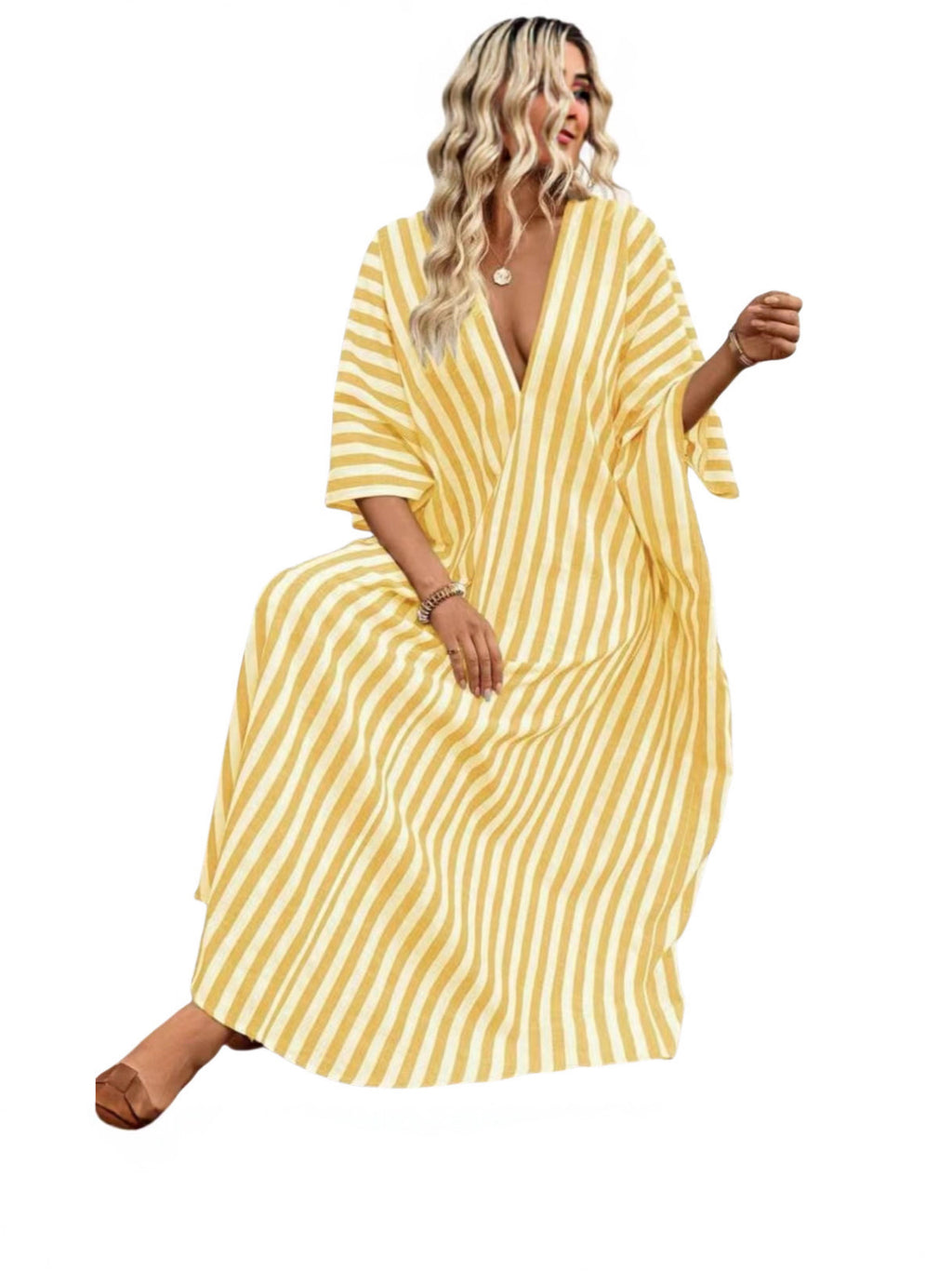 Fashion Loose Casual Striped Long Holiday Dress
