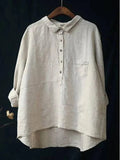 Slouchy Women's Shirt Printed Linen Fabric Blouse
