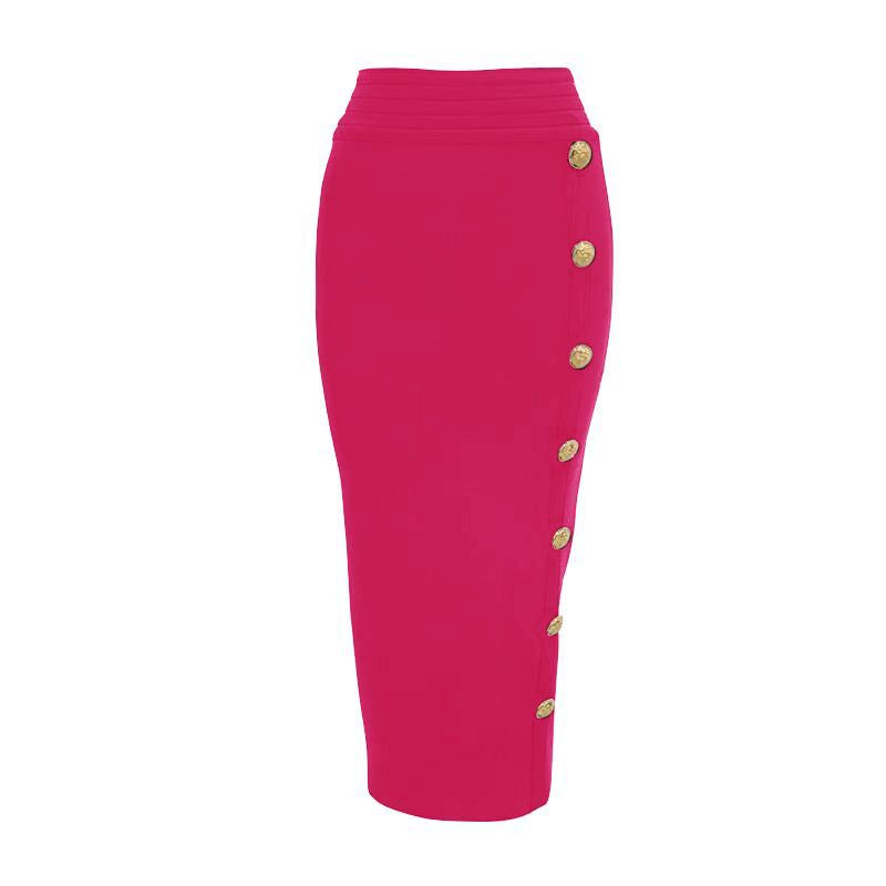 Women's Colors Bandage Sexy Tight Metal Buckle Skirts