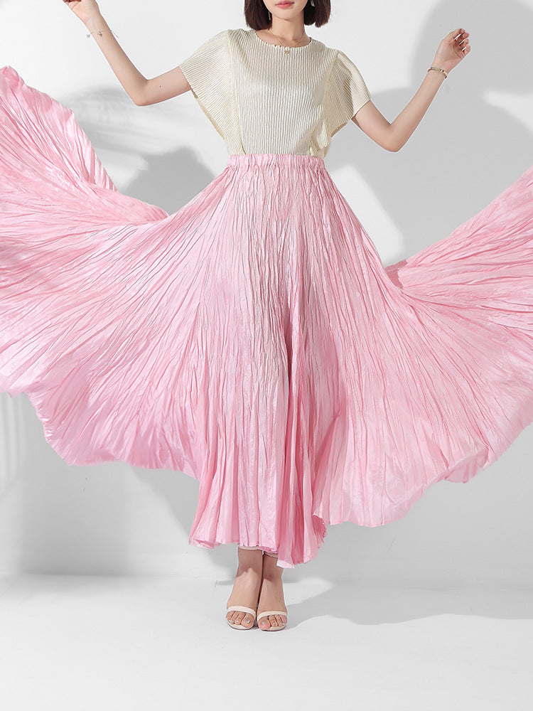Color Large High Waist Slimming Elastic Casual Skirt
