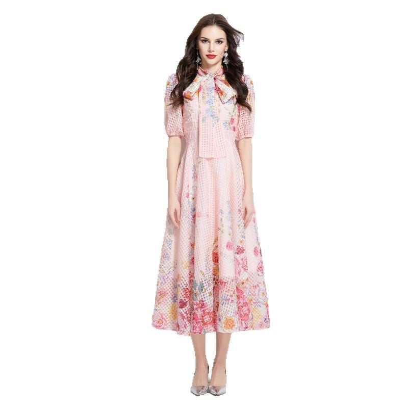 Elegant Fashion Temperament Vacation Oil Painting Dress
