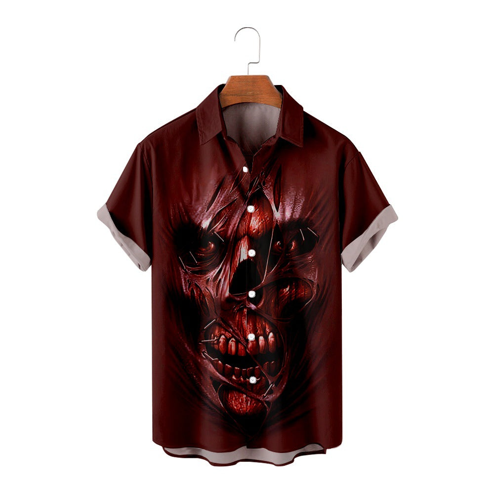 Skull Peripheral Digital Printing Casual Short-sleeved Blouse