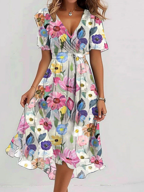 Women's Summer Loose Casual Floral Printed Dress