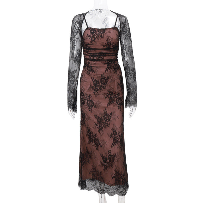 Women's Autumn Lace Long-sleeved Waistcoat Strap For Dress