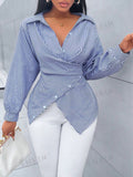 Women's Sexy Striped Long Sleeve Shirt Blouse
