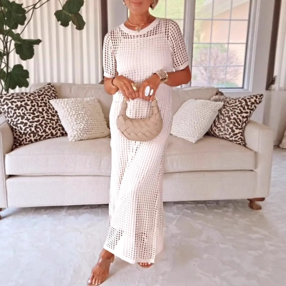 Women's Round Neck Hollow Air Two-piece Set Dress
