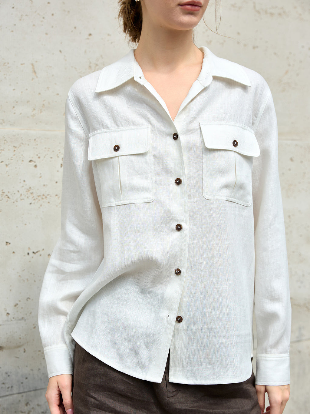 Women's Work Clothes Shirt Spring Polo Collar Old Money Cotton Blouse