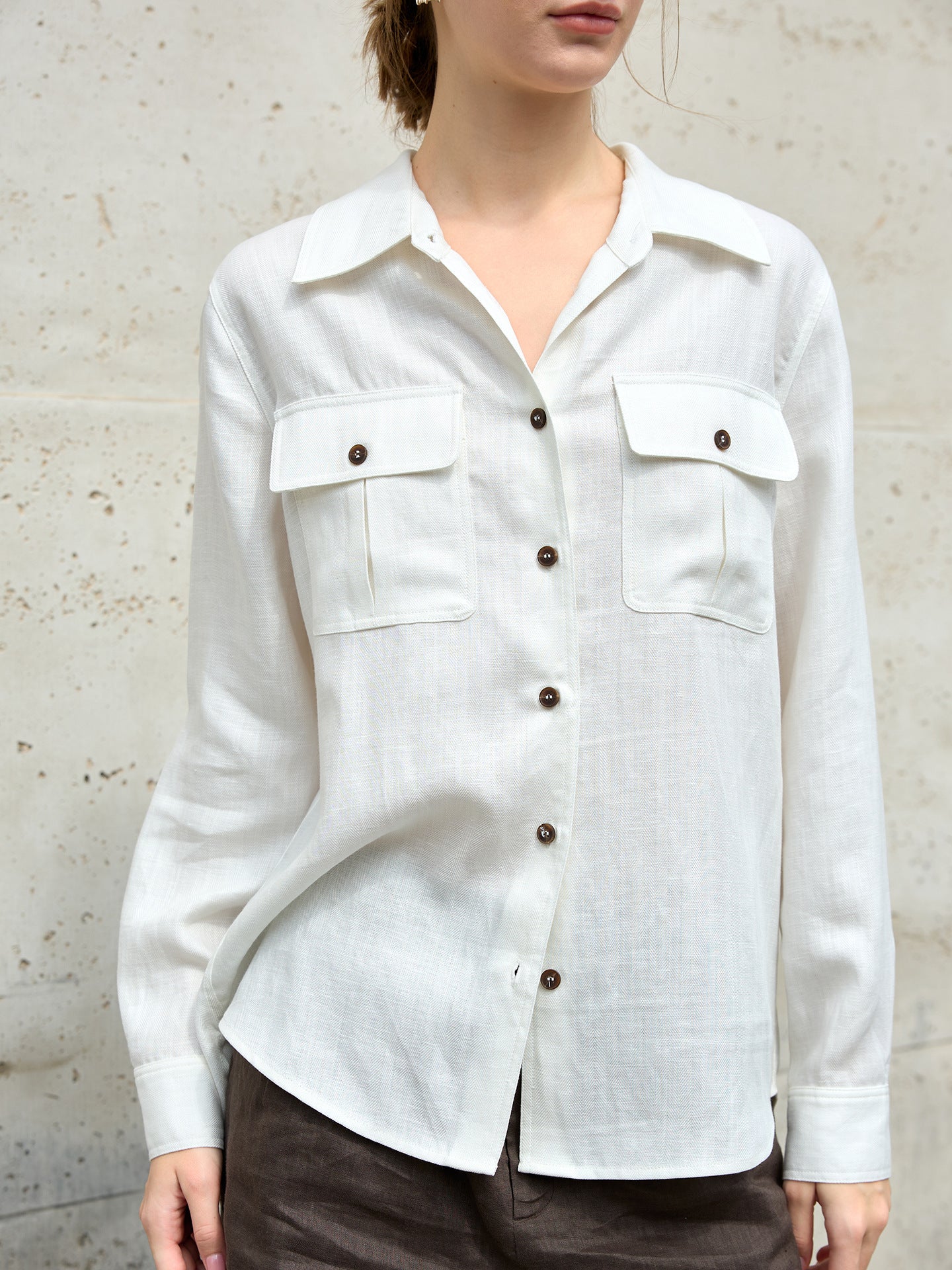 Women's Work Clothes Shirt Spring Polo Collar Old Money Cotton Blouse