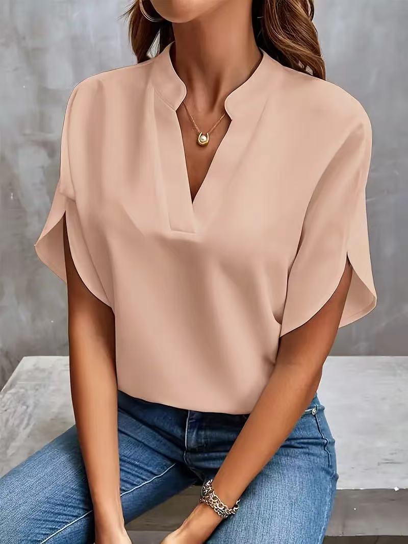 Women's Summer Casual Solid Color Loose Shirt Tops