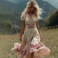 Women's Creative Totem Printed Wear Summer Sleeve Dress
