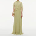 Women's Pleated Elegant Round Neck Simple Chiffon Dress