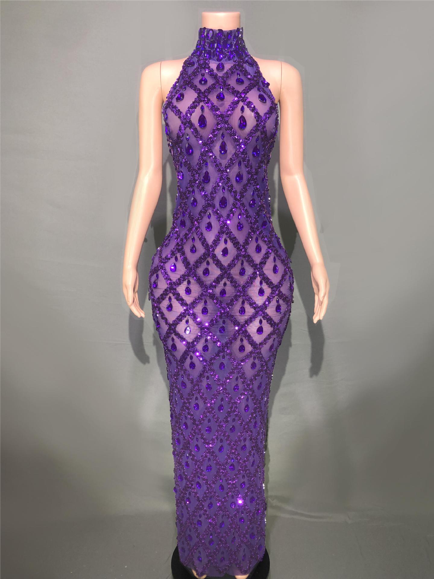 Graceful Women's Shiny Rhinestone Party Formal Dress