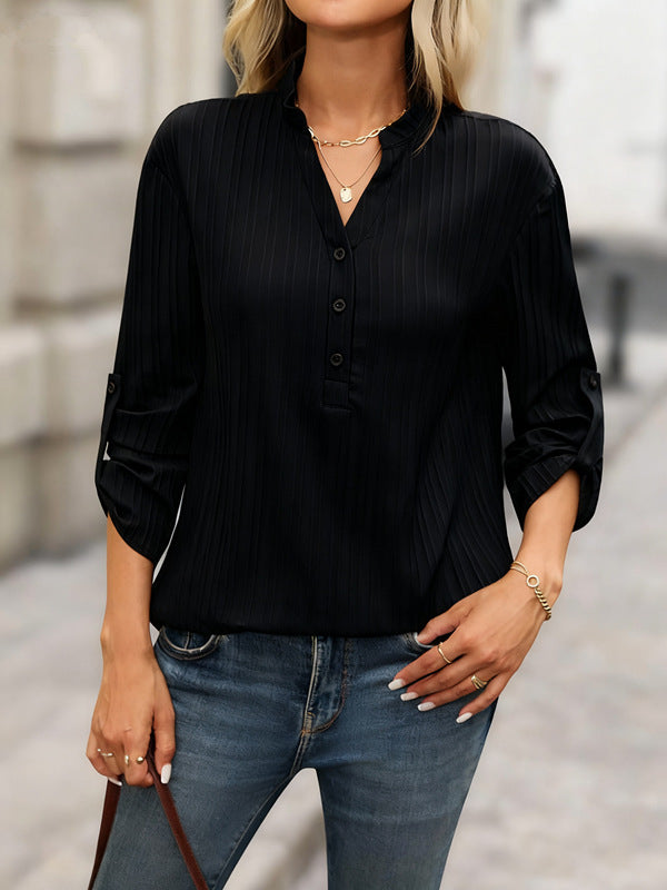 Women's Half Button Shirt Fashion Versatile Blouse