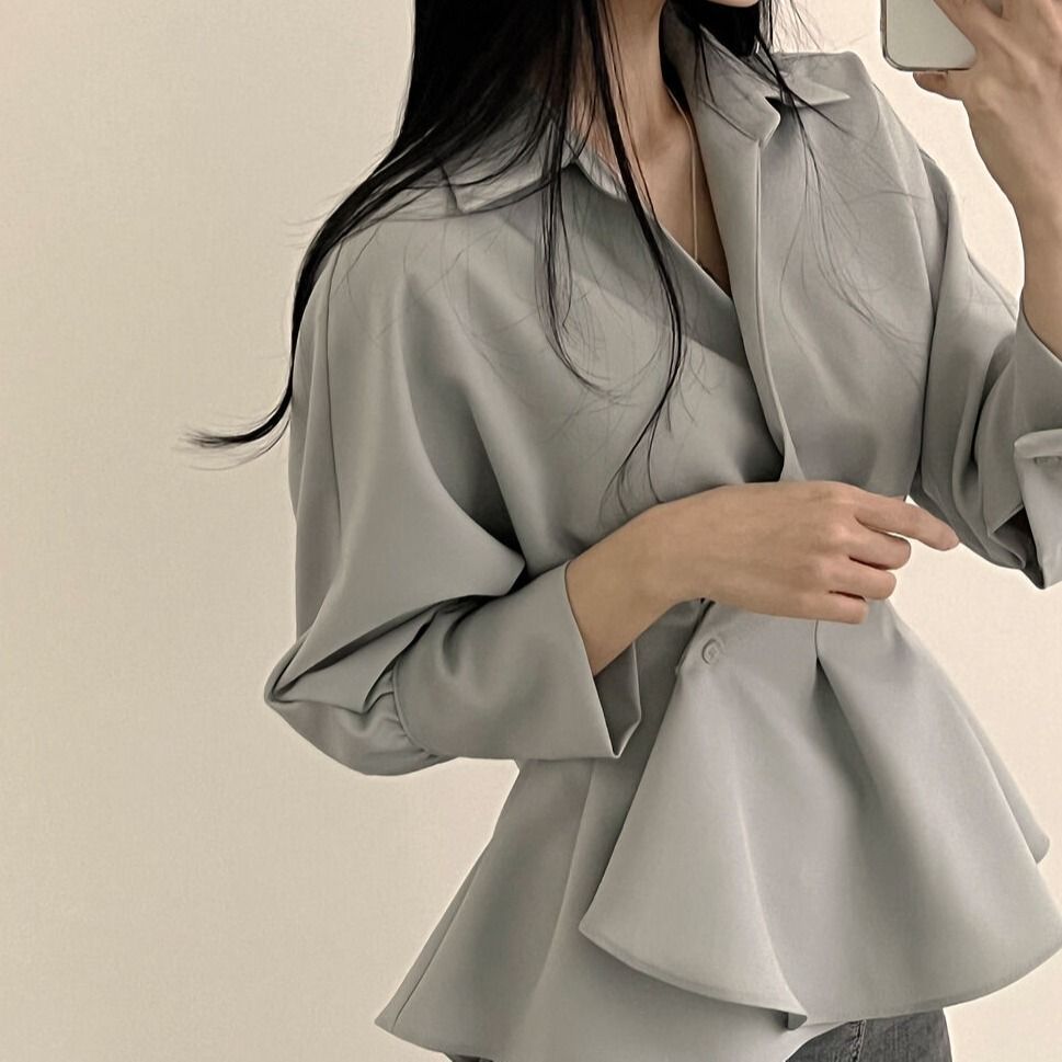 Western Style Ruffled Design Sense Niche Long Sleeve Blouse