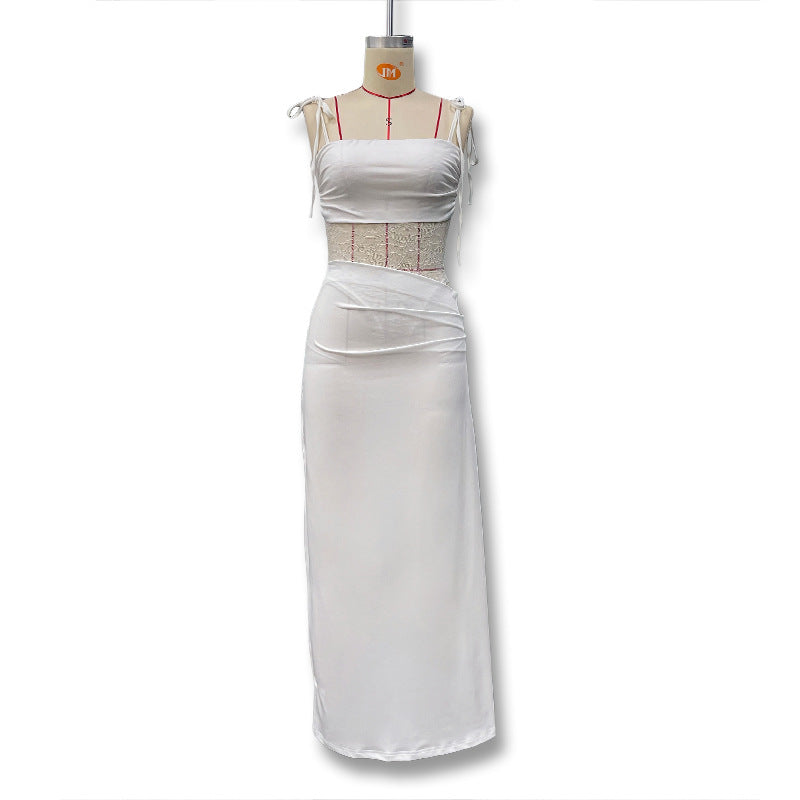 Women's Spring Sexy Lace Stitching Cutout Sling Dress