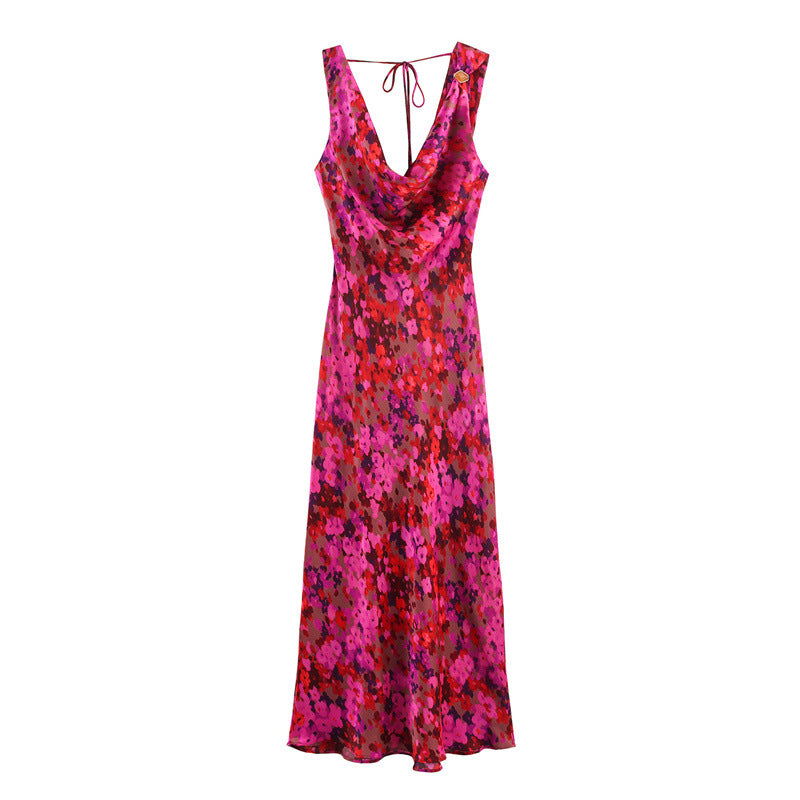 Fashion New Beautiful Flower Print Midi Dress