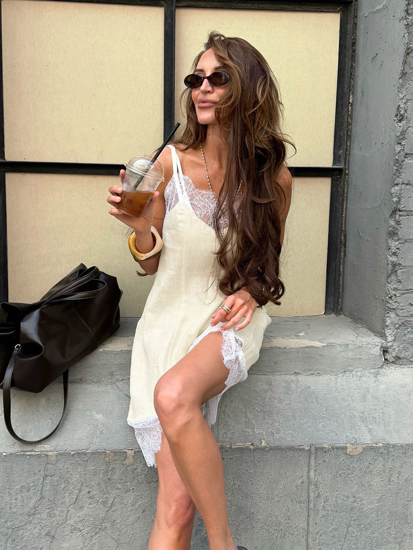 Autumn Sling Lace Design Sense Graceful Fashionable Leisure Dress