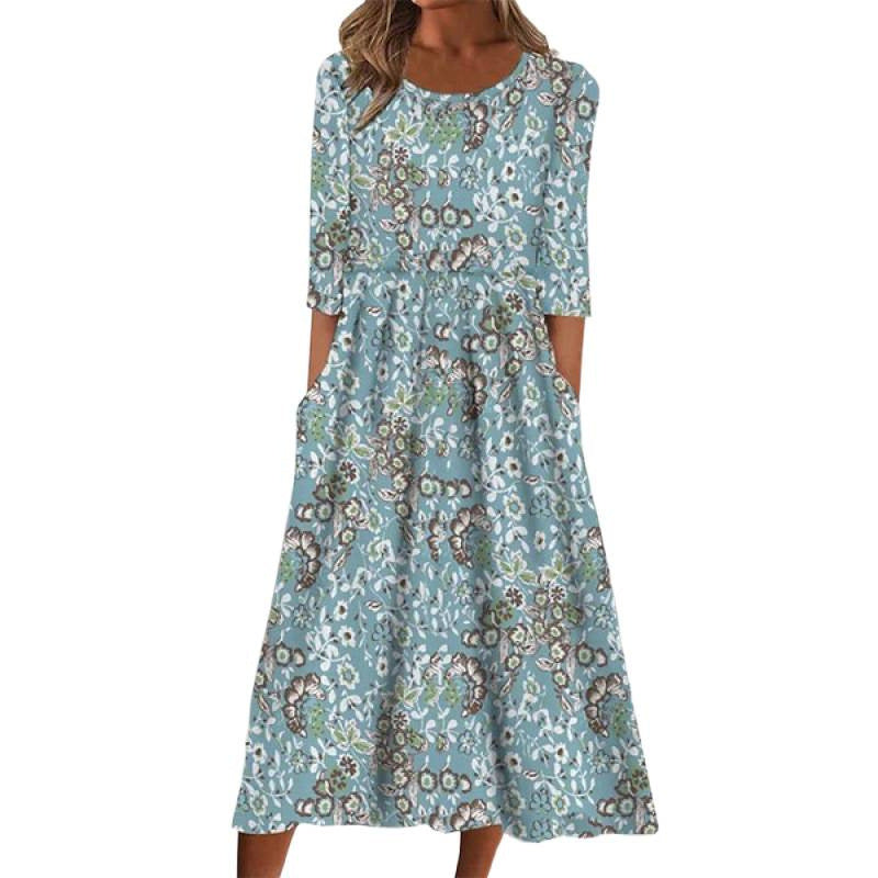 Women's Summer Casual Comfortable Round Neck Printed Dress